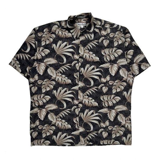 Vintage Pierre Cardin Floral Hawaiian Shirt - Large Black Cotton