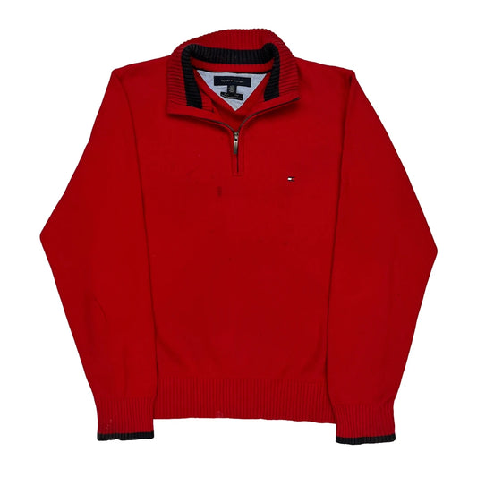Tommy Hilfiger 1/4 Zip - Large Red Cotton