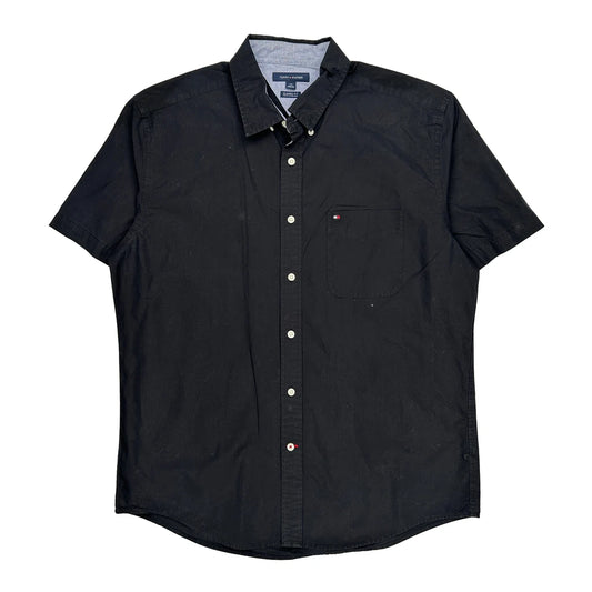 Tommy Hilfiger Short Sleeve Shirt - Large Black Cotton Blend