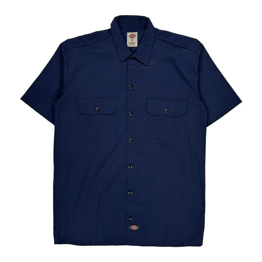 Dickies Short Sleeve Shirt - Small Navy Polyester Blend