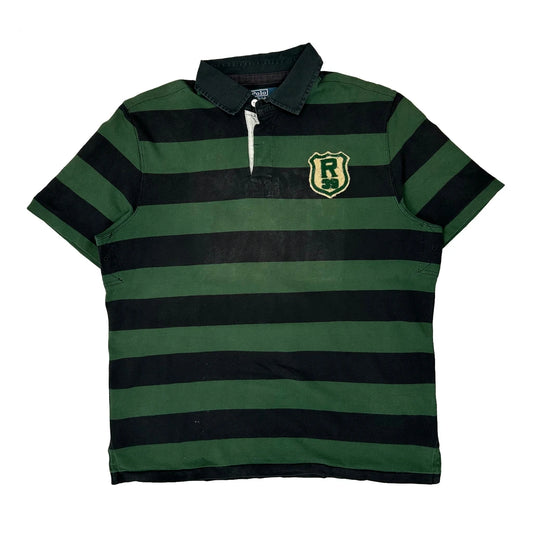 Vintage Polo By Ralph Lauren Striped Rugby Shirt - XL Green Cotton
