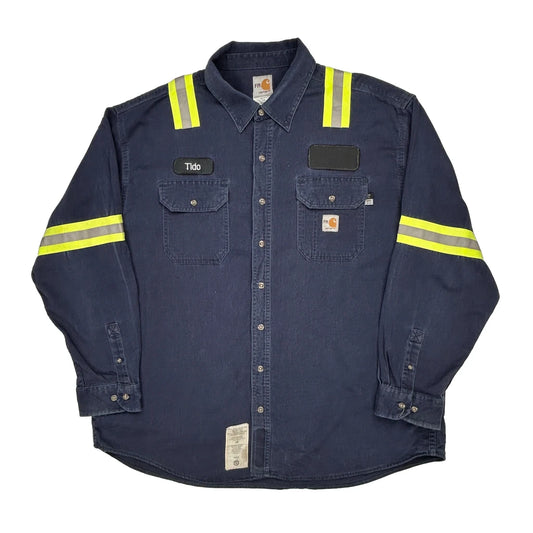 Reflective Stripes Carhartt Shirt - 2XL Navy Cotton