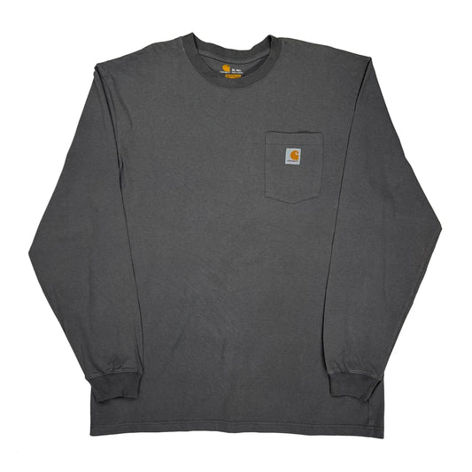 Vintage Tall Carhartt Long Sleeve T-Shirt - XL Grey Cotton