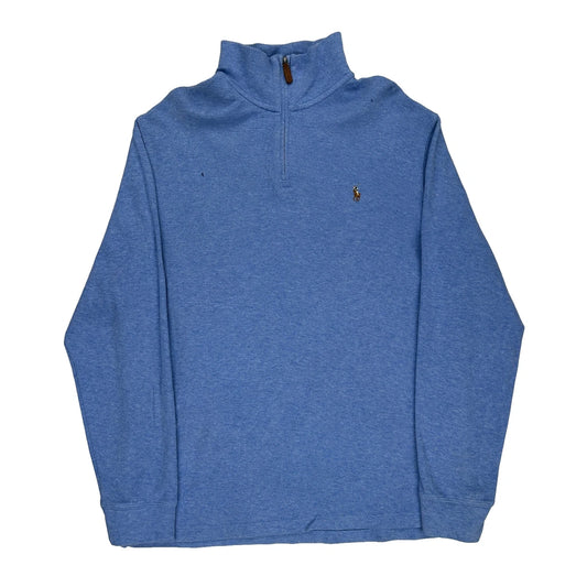 Polo By Ralph Lauren 1/4 Zip - Large Blue Cotton