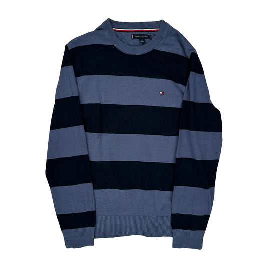 Tommy Hilfiger Striped Jumper - Large Blue Cotton
