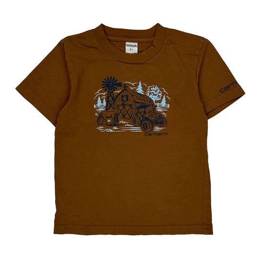 Age 4 Carhartt Graphic T-Shirt - Small Brown Cotton
