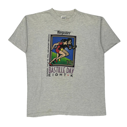 Bastille Day Eight-K Murina Single Stitch T-Shirt - Large Grey Cotton