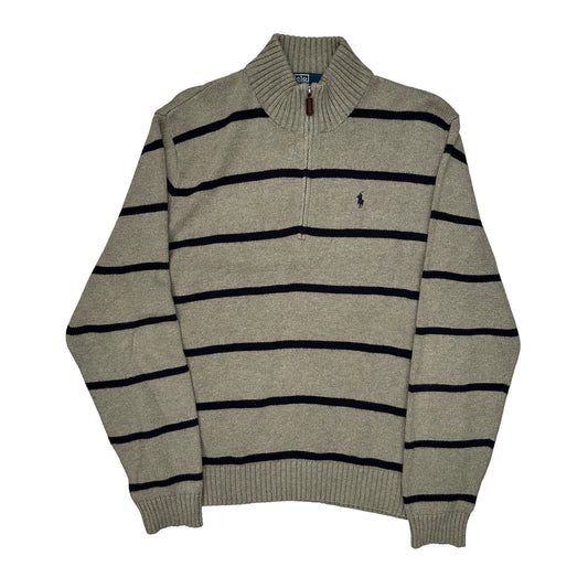 Polo By Ralph Lauren Striped 1/4 Zip - XL Black Cotton