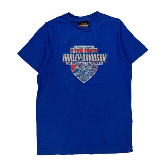 Age 11-12 Harley Davidson T-Shirt - Medium Blue Cotton