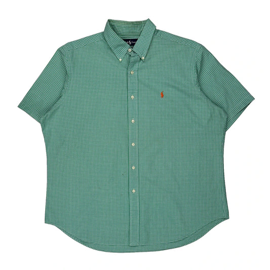 Ralph Lauren Checked Short Sleeve Shirt - XL Green Cotton