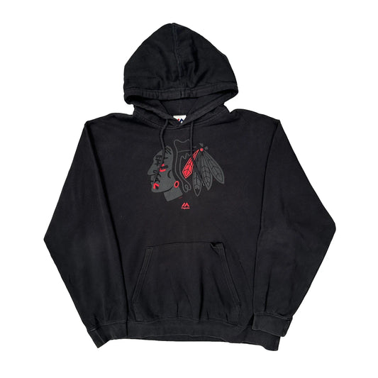 Vintage Chicago Blackhawks Majestic Nhl Hoodie - XL Black Cotton
