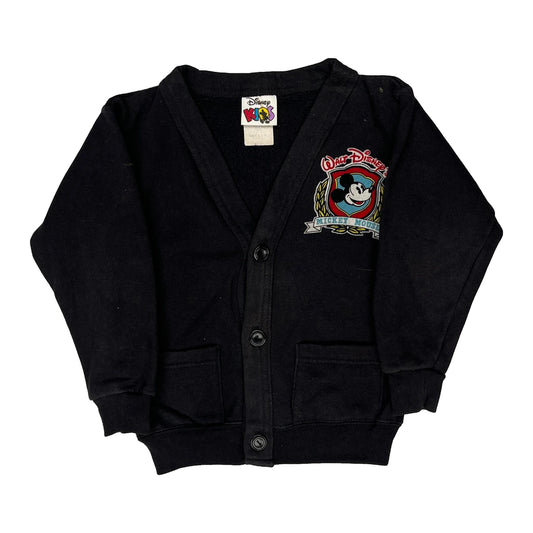 Vintage Age 6 Mickey Mouse Disney Cartoon Cardigan - 2XS Black Cotton