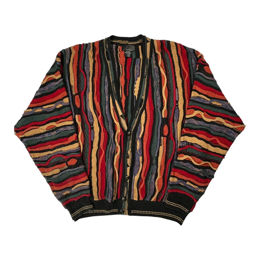 Vintage J. Ferrar Striped Cardigan - 2XL Multicoloured Cotton Blend
