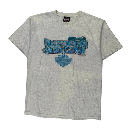 Grand Cayman Harley Davidson Graphic T-Shirt - Medium Grey Cotton