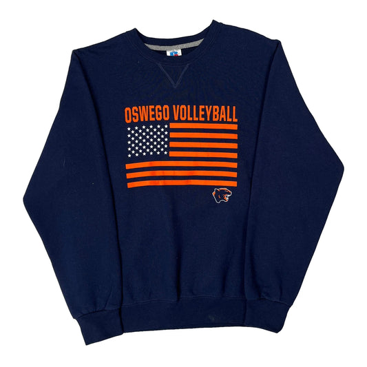 Vintage Oswego Volleyball Russell Athletic College Sweatshirt - Medium Navy Cotton