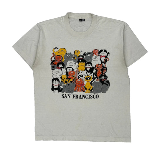 San Francisco Fruit Of The Loom Single Stitch T-Shirt - Large White Cotton Blend