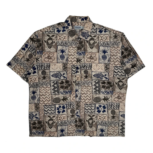 Windham Pointe Hawaiian Shirt - 2XL Beige Cotton