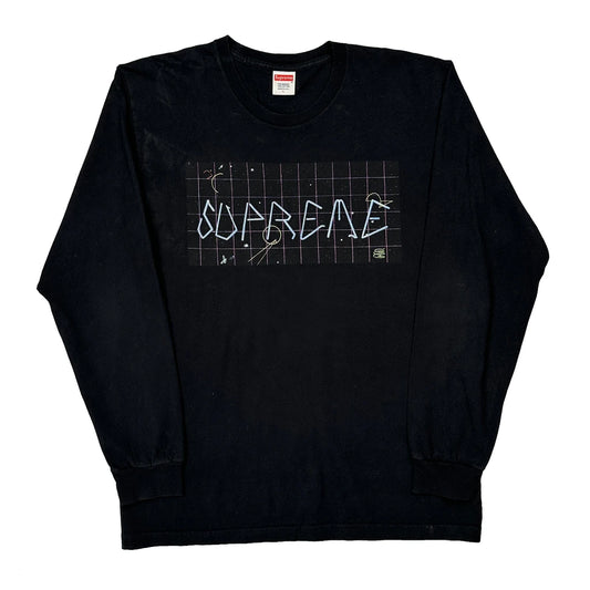 Blade Grid Supreme Graphic Long Sleeve T-Shirt - Large Black Cotton