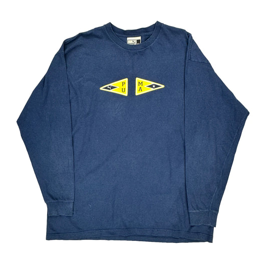 Puma Long Sleeve T-Shirt - XL Blue Cotton