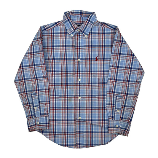 Age 5 Ralph Lauren Checked Shirt - Small Blue Cotton