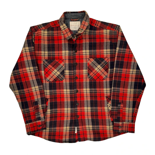 Weatherproof Checked Flannel Shirt - XL Beige Cotton