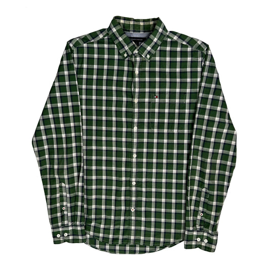 Vintage Tommy Hilfiger Checked Shirt - Large Green Cotton