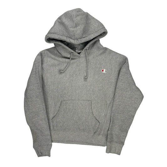 Reverse Weave Champion Hoodie - Small Grey Cotton Blend