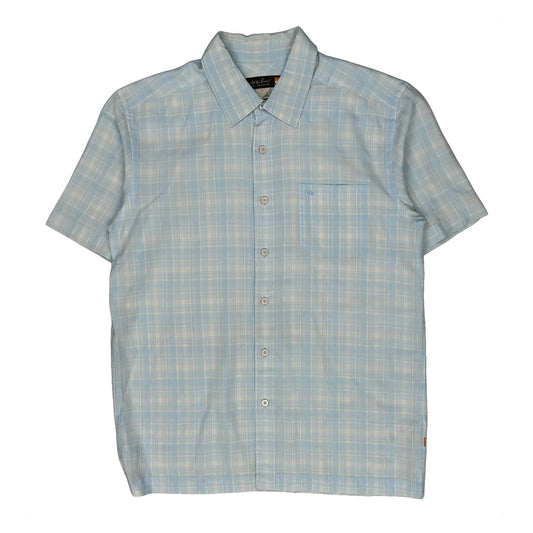 Vintage Quiksilver Checked Short Sleeve Shirt - Medium Blue Cotton