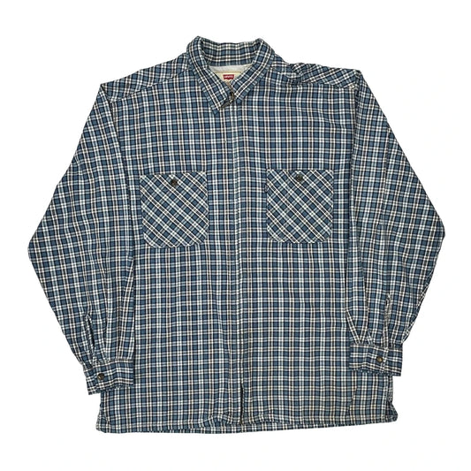 Levis Checked Flannel Shirt - Large Blue Cotton