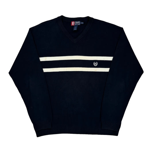 Chaps Ralph Lauren Striped Jumper - XL Navy Cotton