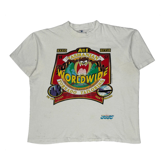 Vintage Tasmanian Devil Delta Cartoon T-Shirt - XL White Cotton
