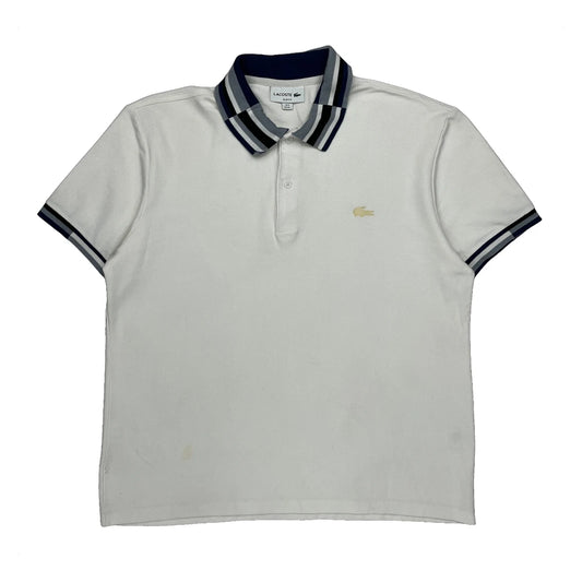 Vintage Lacoste Slim Fit Polo Shirt - XL White Cotton