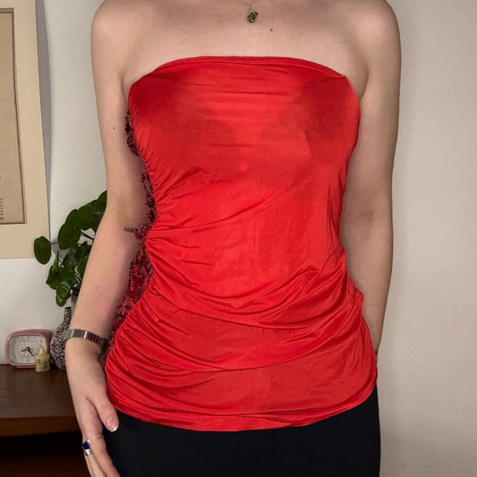 Vintage red Unbranded Strapless Top - womens small
