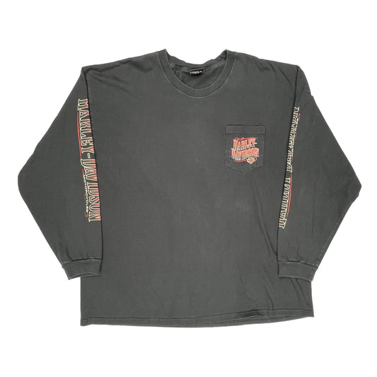 Mile High Harley Davidson Graphic Long Sleeve T-Shirt - 2XL Black Cotton