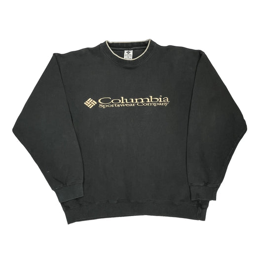 Vintage Columbia Spellout Sweatshirt - XL Black Cotton Blend