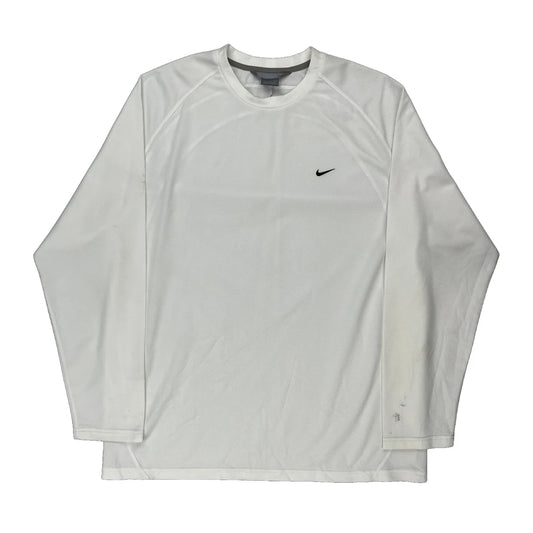 Nike Long Sleeve T-Shirt - XL White Polyester