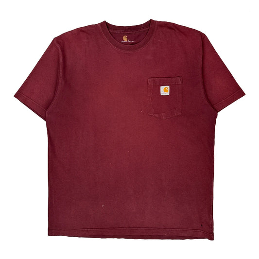 Carhartt T-Shirt - Large Burgundy Cotton