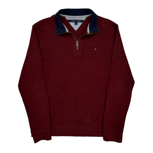 Vintage Tommy Hilfiger Jumper - Medium Burgundy Cotton
