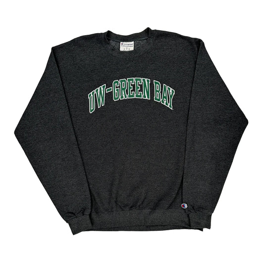 Uw-Green Bay Champion Sweatshirt - Large Grey Cotton Blend
