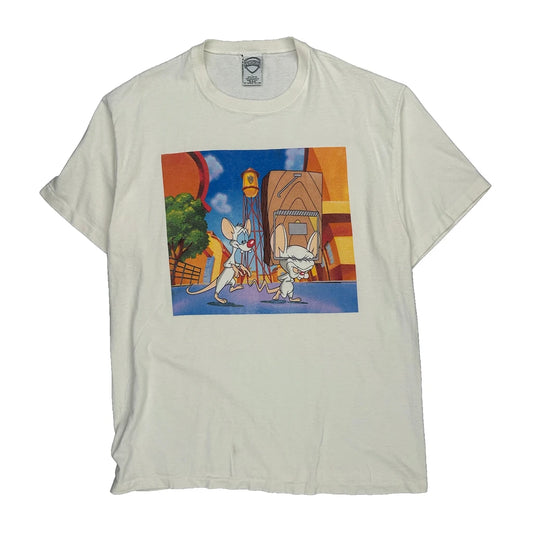 Animaniacs Warner Bros Single Stitch T-Shirt - Large White Cotton