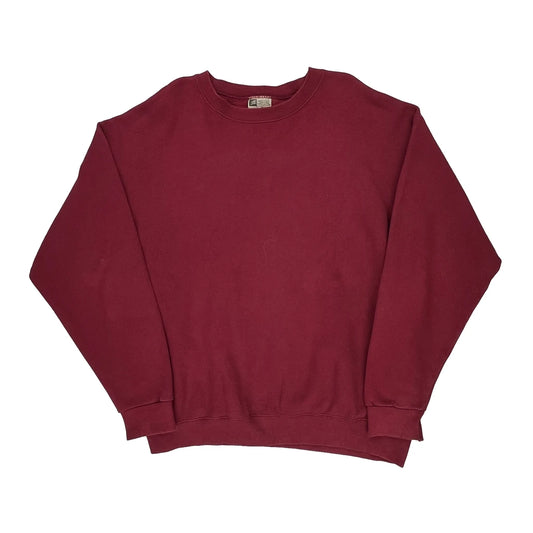 90S Blank Made In USA Cheetah Sweatshirt - Large Burgundy Cotton Blend