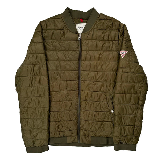Vintage Guess Bomber Jacket - XL Green Polyester