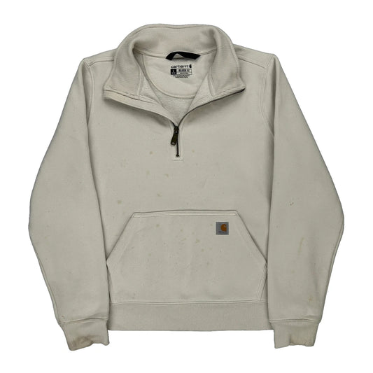 Age 12-13 Carhartt 1/4 Zip - Large White Cotton Blend