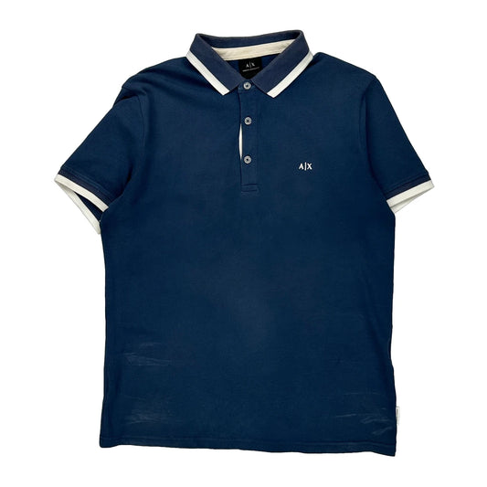 Armani Exchange Polo Shirt - Small Blue Cotton