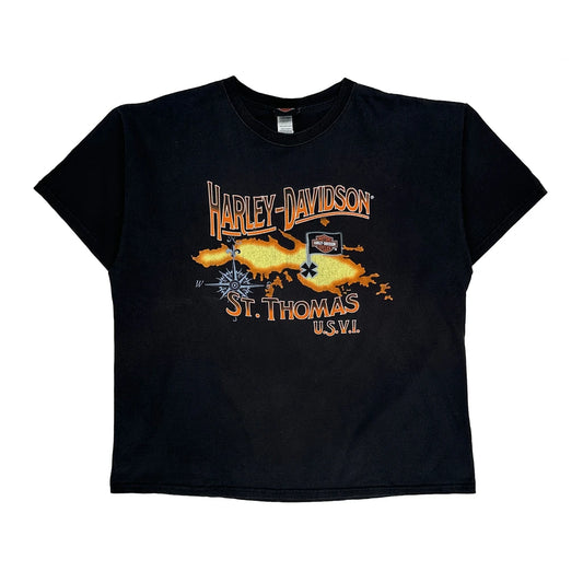 St. Thomas U.S.V.I. Harley Davidson Graphic T-Shirt - 2XL Black Cotton