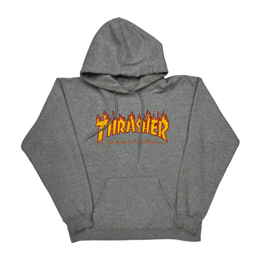 Vintage Skateboarding Thrasher Graphic Hoodie - Small Grey Polyester