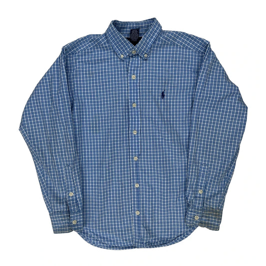 Age 12-14 Ralph Lauren Checked Shirt - Medium Blue Cotton