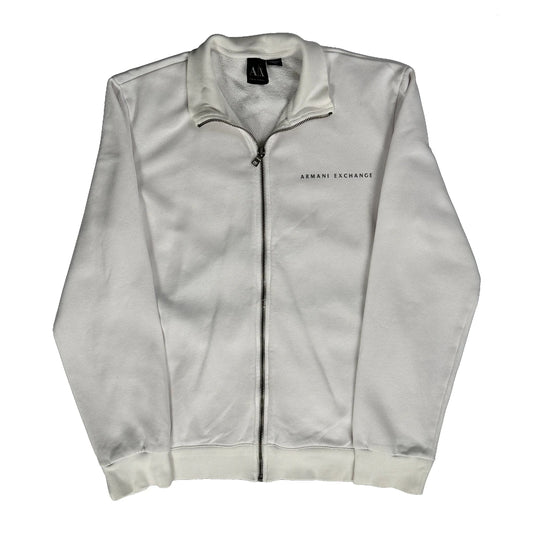 Ax Logo Armani Exchange Track Jacket - Medium White Cotton