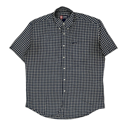 Vintage Chaps Ralph Lauren Checked Short Sleeve Shirt - Large Blue Cotton Blend