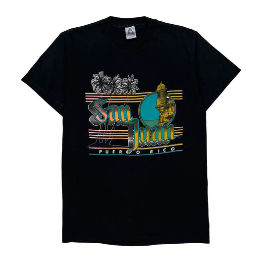 San Juan Puerto Rico America Graphic T-Shirt - Large Black Cotton Blend